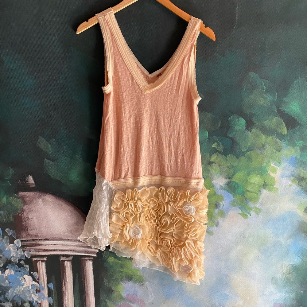 Free People asymmetrical tunic tank peach small
